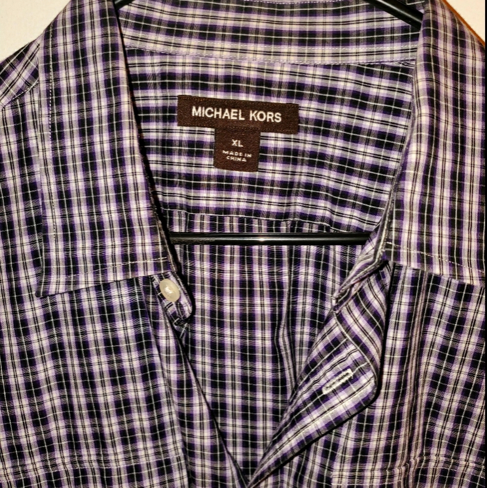Michael Kors Short Sleeved Plaid Button Up